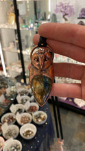 Load image into Gallery viewer, Barn Owl Totem Pendant with Labradorite Cabachon