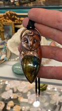 Load image into Gallery viewer, Barn Owl Totem Pendant with Labradorite Cabachon