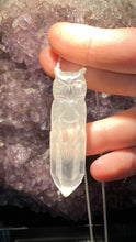 Load image into Gallery viewer, Carved Owl Clear Quartz pendant with Sterling Silver chain