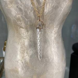Crystal Unicorn Horn Pendant  Necklace