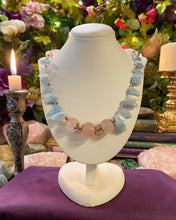Load image into Gallery viewer, Aquamarine & Rose Quartz beaded necklace
