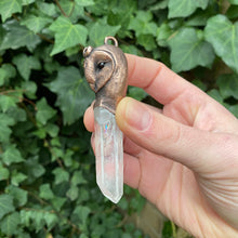Load image into Gallery viewer, Barn Owl Key Relic Pendant with Clear Quartz Crystal
