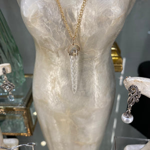 Crystal Unicorn Horn Pendant  Necklace