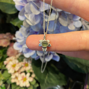 Hand made Silver Leaf Moldavite Pendant  Necklace