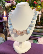 Load image into Gallery viewer, Aquamarine & Rose Quartz beaded necklace