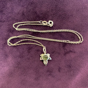 Hand made Silver Leaf Moldavite Pendant  Necklace