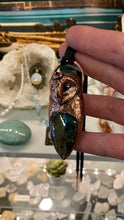 Load image into Gallery viewer, Barn Owl Totem Pendant with Labradorite Cabachon