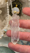 Load image into Gallery viewer, Carved Owl Clear Quartz pendant with Sterling Silver chain