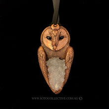 Load image into Gallery viewer, Barn Owl Totem Relic Necklace with Anandalite Cabachon (Iris Quartz)