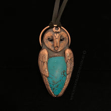 Load image into Gallery viewer, Barn Owl Totem Pendant with Tibetan Turquoise