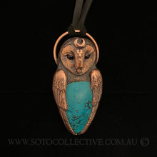Load image into Gallery viewer, Barn Owl Totem Pendant with Tibetan Turquoise