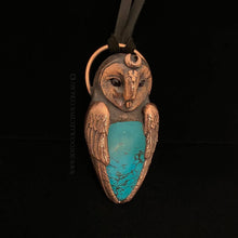 Load image into Gallery viewer, Barn Owl Totem Pendant with Tibetan Turquoise