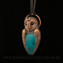 Load image into Gallery viewer, Barn Owl Totem Pendant with Tibetan Turquoise
