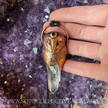 Load image into Gallery viewer, Barn Owl Totem Pendant with Clear Quartz crystal