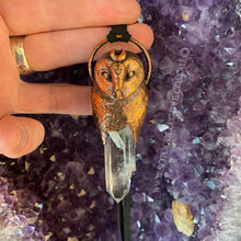 Load image into Gallery viewer, Barn Owl Totem Pendant with Clear Quartz crystal