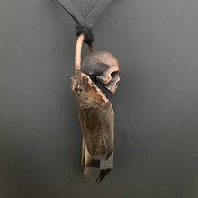 Load image into Gallery viewer, Decayed Skull Relic Pendant with Smoky Quartz crystal