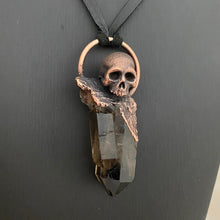 Load image into Gallery viewer, Decayed Skull Relic Pendant with Smoky Quartz crystal