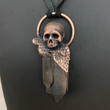 Load image into Gallery viewer, Decayed Skull Relic Pendant with Smoky Quartz crystal