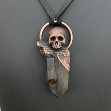 Load image into Gallery viewer, Decayed Skull Relic Pendant with Smoky Quartz crystal