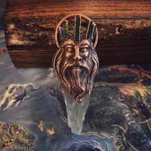 Load image into Gallery viewer, 'King of Water Element' Totem Pendant withNatural Green Quartz Crystal and Green Tourmline Crown