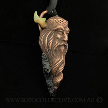 Load image into Gallery viewer, 'King of Fire Element' Totem Pendant with Opals and Black Obsidian Arrowhead