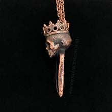 Load image into Gallery viewer, 'King of Old' Decayed Skull Relic Pendant with Spectrolite and Faceted Moldavite