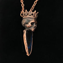 Load image into Gallery viewer, 'King of Old' Decayed Skull Relic Pendant with Spectrolite and Faceted Moldavite