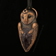 Load image into Gallery viewer, Barn Owl Totem Pendant with Amethyst