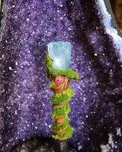 Load image into Gallery viewer, Faerie Castle Wand, Crystal Wand by Soto Collective, Magick wand by Soto Collective, gemstone carving, gemstone Castle, Crystal Castle