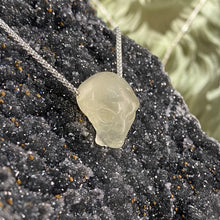 Load image into Gallery viewer, Alien Head Carved gem pendant on Sterling silver chain