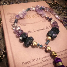 Load image into Gallery viewer, Charoite and Amethyst Mala necklace