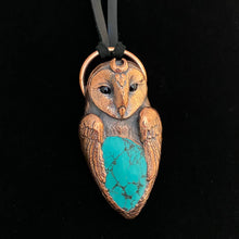 Load image into Gallery viewer, Barn Owl Totem Pendant with Tibetan Turquoise