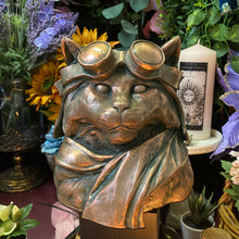 Load image into Gallery viewer, Aviator Cat sculpture in Coldcast Bronze