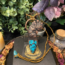 Load image into Gallery viewer, Black Cockatoo Totem pendant with Spidervein Turquoise