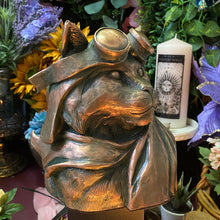 Load image into Gallery viewer, Aviator Cat sculpture in Coldcast Bronze