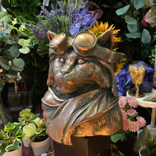 Load image into Gallery viewer, Aviator Cat sculpture in Coldcast Bronze