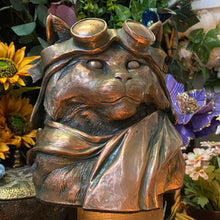 Load image into Gallery viewer, Aviator Cat sculpture in Coldcast Bronze