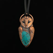 Load image into Gallery viewer, Barn Owl Totem Pendant with Tibetan Turquoise