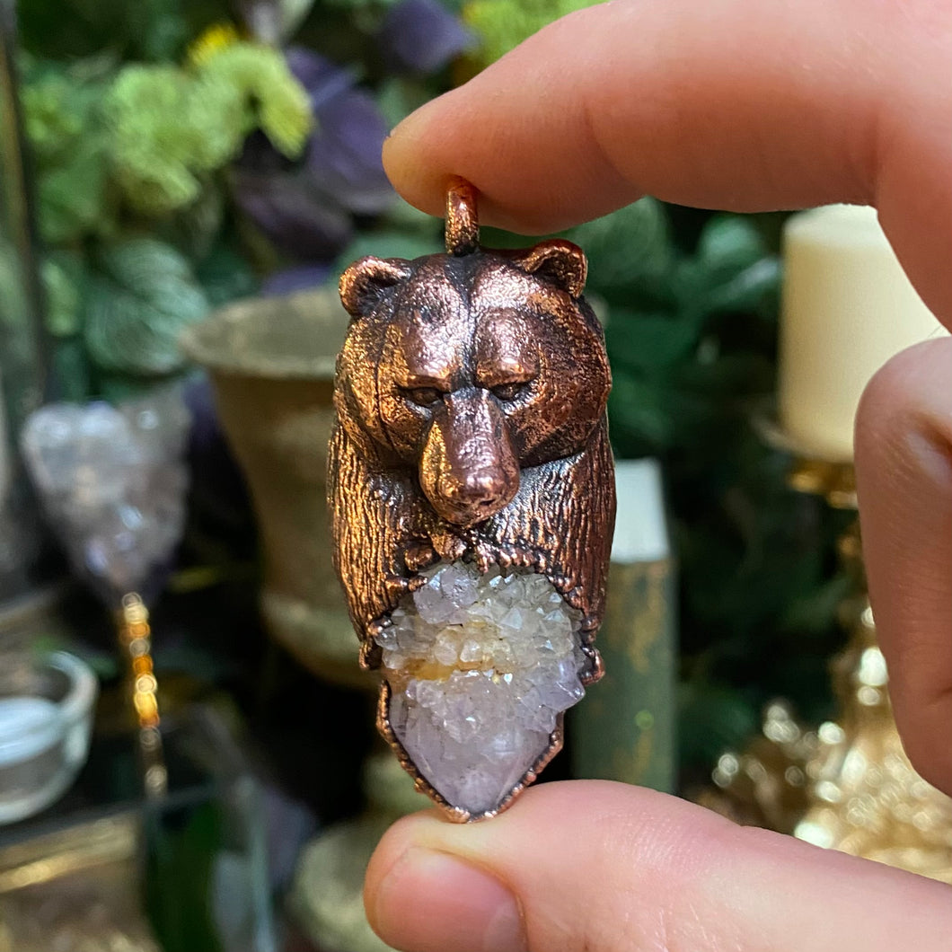 Bear Totem pendant with Spirit Quartz