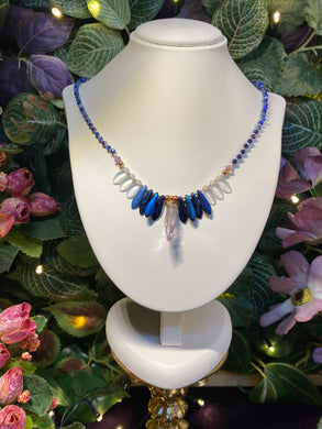 “Fantail Shimmer”- crystal beaded necklace