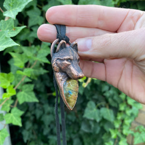 Wolf Totem pendant with Labradorite