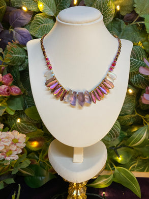 “Fantail Shimmer”- crystal beaded necklace