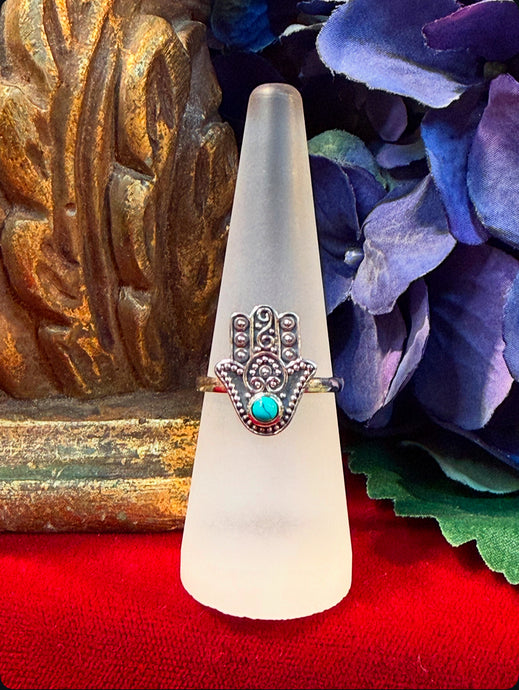 Hamsa & Turquoise ring
