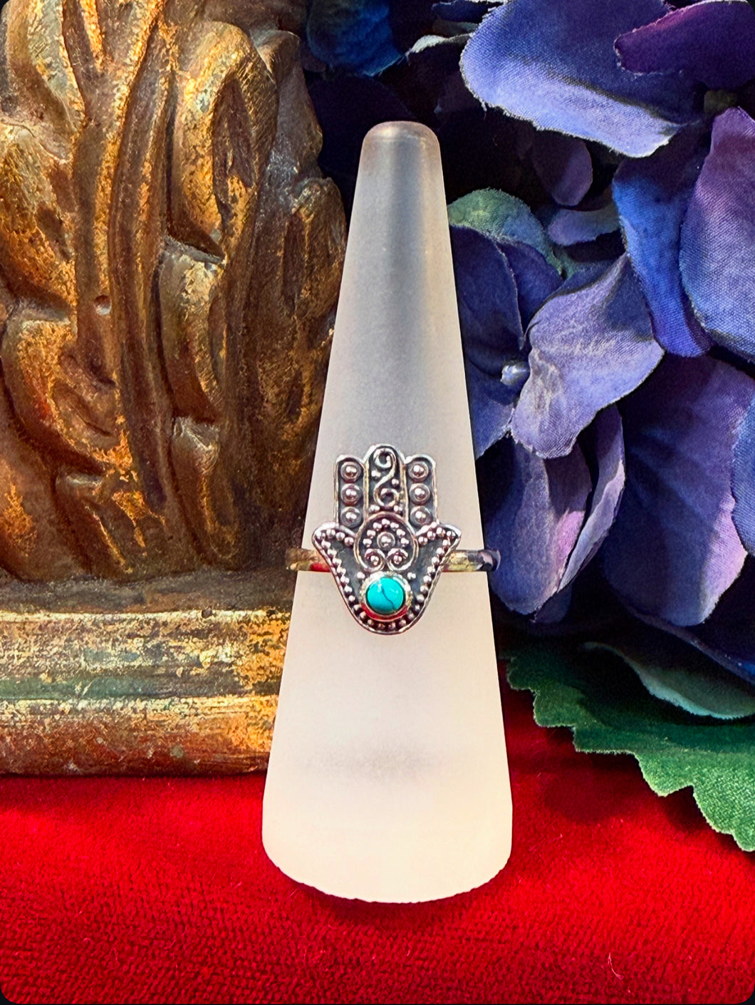 Hamsa & Turquoise ring