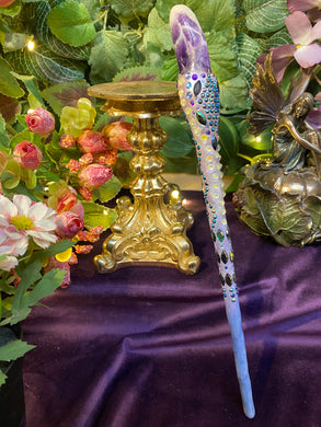 Chevron Amethyst sculpted wand