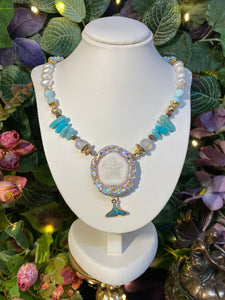 Free by the Sea - Mermaid Sand dollar and crystal necklace