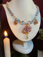 Load image into Gallery viewer, “Make me Blush” crystal and floral necklace