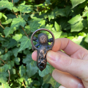 Skull and Bones Pirate Relic pendant with Smoky Quartz Crystal