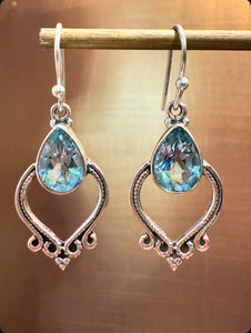 Blue Topaz crystal earrings