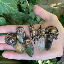 Load image into Gallery viewer, Owl Relic Pendant with Labradorite cabachon